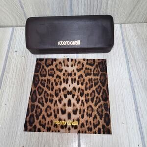Roberto Cavalli Brown Unisex Eye Hard Glass Case And Towel